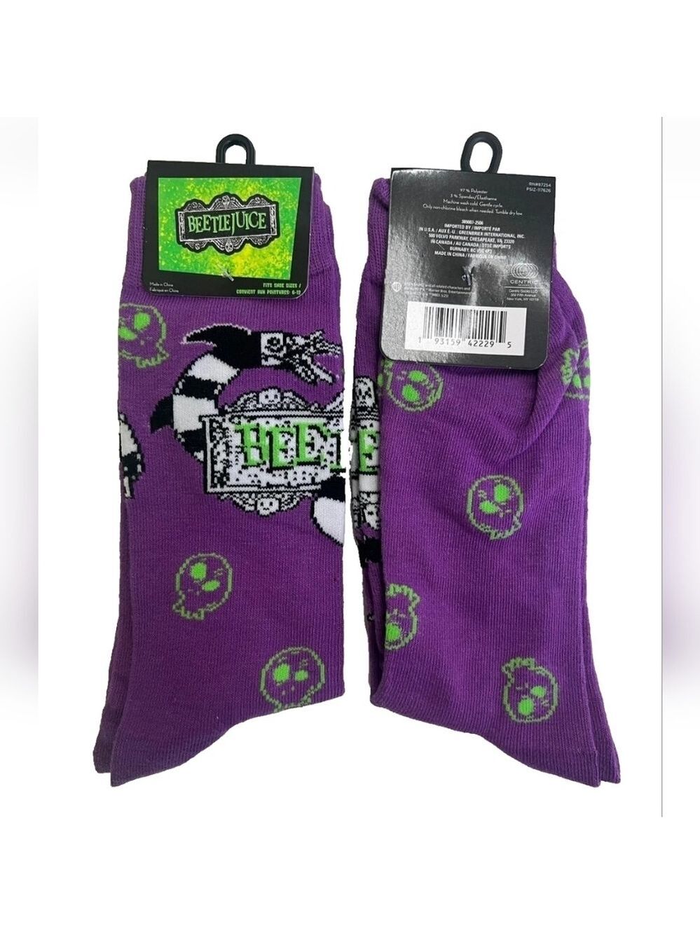 4/$25 Beetlejuice Novelty Crew Socks Halloween Socks New
